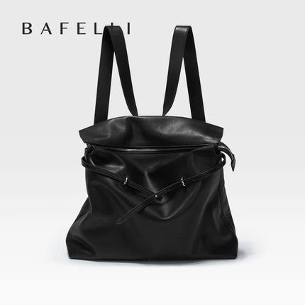 Designer Genuine Leather Backpack - Light Luxury Commuter Tote Bag for Women Authentic Crossbody Laptop Tote with Large Capacit
