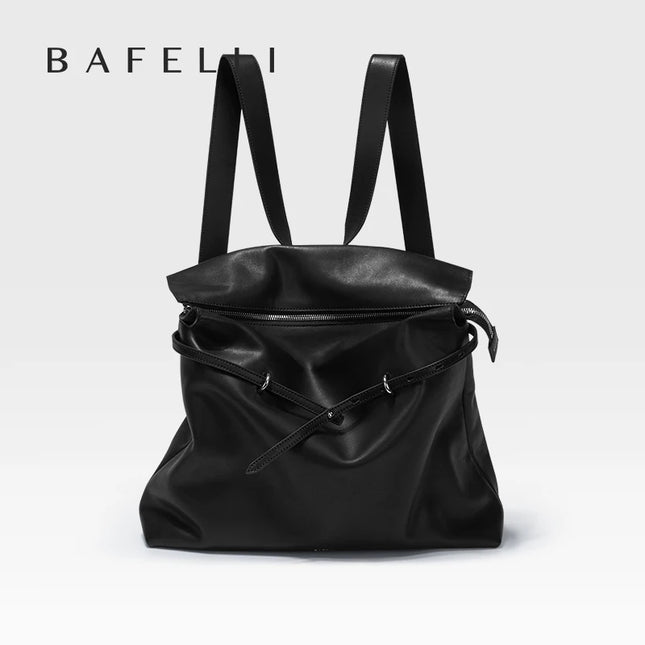 Designer Genuine Leather Backpack - Light Luxury Commuter Tote Bag for Women Authentic Crossbody Laptop Tote with Large Capacit