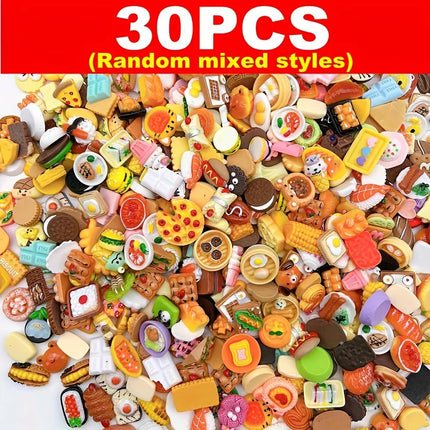 30/60Pcs Mini Food Toys Mixed Style Resin Food Dolls Kitchen Pretend Play Mini Food Dolls Diy Accessories For Adults And Teens