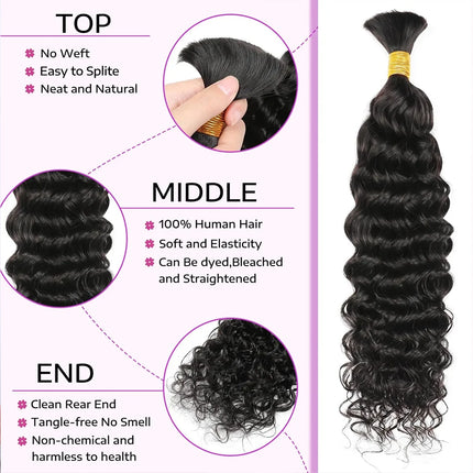 Boho Braids Human Hair Bulk Braiding Hair Water Wave Human Hair Unprocessed Remy Bulk Hair No Weft Bundle Hair For Braiding