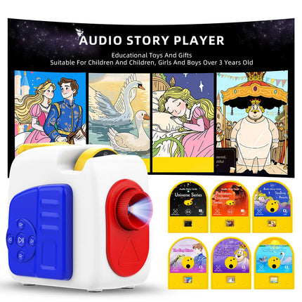 Story Projector Complete With 6 Story Cards and a Built-in Audio Player, Is a Perfect Gift Toy for Toddlers and Children