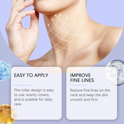 EELHOE Roll-On Firming Neck Massage Cream Daily Hydrating Nourishing Skin Care Lotion, Mild Gentle Moisturizing Care for Neck Area, Effectively Lift & Tighten Sagging Neck Skin, Fade Wrinkles & Fine Lines, Smooth Neck Texture