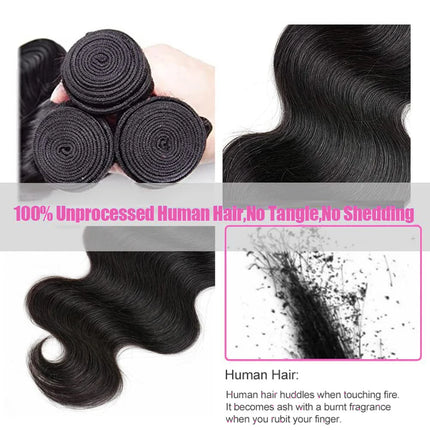 Brazilian Body Wave 13X4 Lace Frontal with 3 Bundles Virgin Human Hair Ear to Ear Lace Frontal with Weave 3 Bundles Extensions