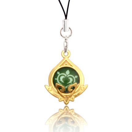 Genshin Impact Hanging Rope Pendant Keychain Eye Of God Seven Elements Double Sided Glass Pendant Keyring Cell Phone Charm