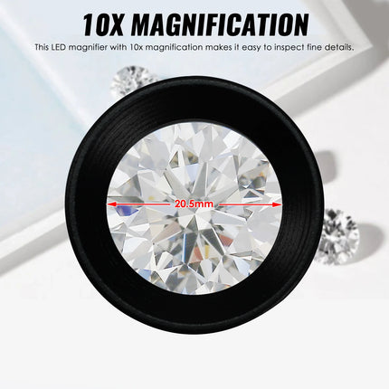 Professional 10x Darkfield Loupe for Gemstone Identification, Triplet Lens with Built-in LED, Compact Aluminum Body,Jewelry Tool