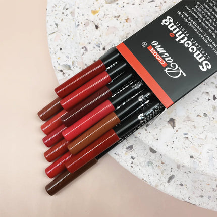 12 Color Nude Matte Lipstick Pencil Long-lasting Waterproof Lip Pencil High Pigmented Lip Liner Lip Makeup Tool