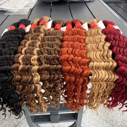 4# Chocolate Brown Deep Wave Bulk Human Hair for Boho Braids No Weft 1 Bundle 50g Human Hair Bulk Curly Extensions for Braiding