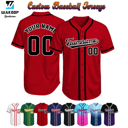 Custom Baseball Button Down Jersey Plain Short Sleeve Hipster Hip Hop T Shirts Jersey add your name number logo and everything