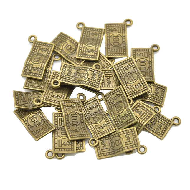 Wholesale 15pcs Three Color Dollar Charms Alloy Metal Money Pendants For DIY Bracelets Necklace Jewelry Making Craft