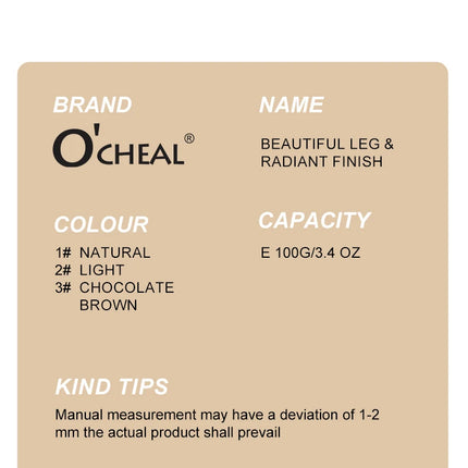 OCHEAL 100ml Beauty Leg Cream Makeup Body Coverage Long-lasting Waterproof Concealer Skin Tone Wheat Tan Brown Liquid Foundation