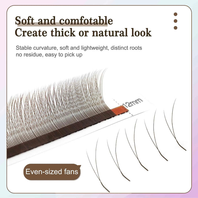 CoMango Mix 8-12/8-15mm Brown Eyelash Extension 2D V Shape False Lash Premade Fans Soft Light Natural Eyelash Makeup