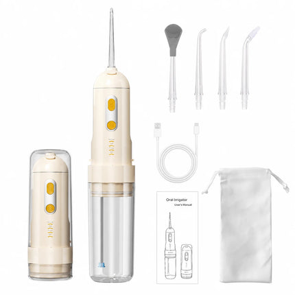 Portable Cordless Oral Irrigator Water Flosser 200ml Water Tank 4 Modes IPX7 Waterproof USB-C Rechargeable With Tongue Cleaning