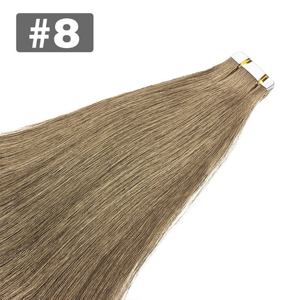 Dark Brown Tape In Hair Extensions Human Hair 20pcs 100% Remy Human Hair Straight Seamless Invisible Tape In Hair Extensions