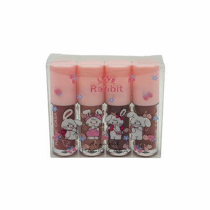 MAGIC CASA Mini Rabbit Lip Gloss Set | 4-Piece Mirror Smooth Silky Shine Gloss | Hydrating, Long-Lasting Water Gloss Finish