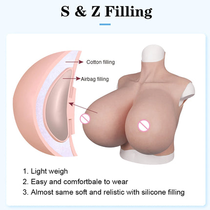 U-CHARMMORE New Process With Bloodshot Design Soft Silicone Breast Forms No-Oil Realistic Boobs For Transvestites
