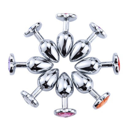 3 Sizes Crystal Anal Plug Metal Butt Plug Heart Base  Removable Anus Stimulator Stainless Steel Anal Sex Toys Prostate Massager