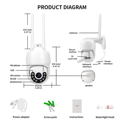 2MP outdoor wireless WIFI surveillance camera full-color night vision CCTV baby monitor two-way voice automatic tracking ICSEE
