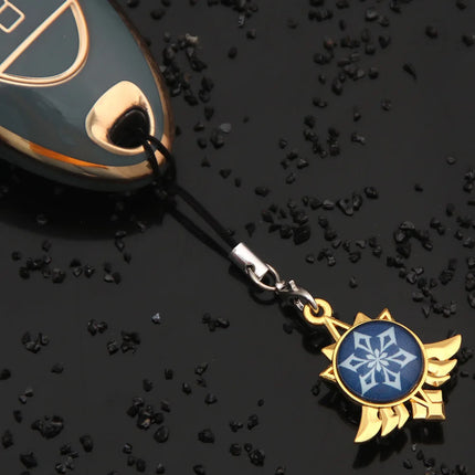 Genshin Impact Hanging Rope Pendant Keychain Eye Of God Seven Elements Double Sided Glass Pendant Keyring Cell Phone Charm