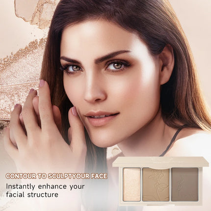 3-In-1 Contouring Powder - Easy To Blend, Highlight And Contour Palette, Ultra-Fine And Long-Lasting, Complexion-Enhancing Shade