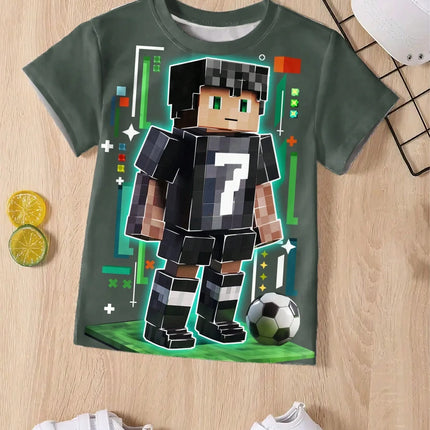 Casual & Fashionable T-Shirt Cartoon Cool Graphic Crew Neck Short Sleeve Children's Outdoor Clothing Popular Hot Selling Item
