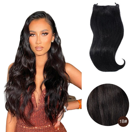 Real Human Hair Clip in Hair Extension Apply With Invisible Wire Natural Hair 5Clips 12-26Inch Fish Line Hair Extensions