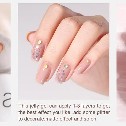 YOKEFELLOW 10ml Jelly Nude Gel Nail Polish High Quality Translucent Pink Nail Gel Varnish Soak Off UV Gel Polish Long Lasting