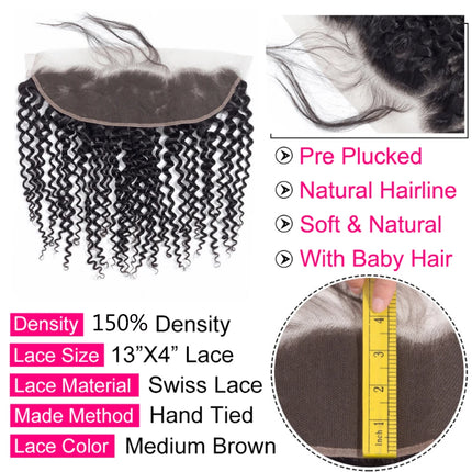 16A Lace Frontal Only 13x4 Water Wave Closure Human Hair Brazilian Lace Front Closure Deep Water Kinky Curly Straight Wave Lace