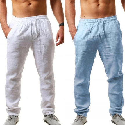 2024 New Men's Cotton Linen Pants Male Autumn New Breathable Solid Color Linen Trousers Fitness Streetwear S-3XL Jogging pants