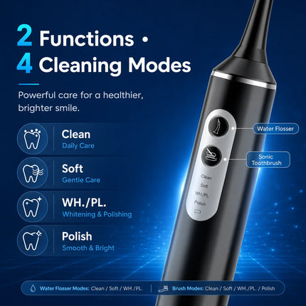 3 in 1 Water Flosser Sonic Electric Toothbrush Rechargeable Oral Irrigator IPX7 Waterproof Tooth Cleaner For Teeth Gum Care