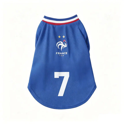 French  football team Pet Breathable Mesh Jersey Summer Quick Dry Vest Thin Cool T Shirt Clothes for Cats Dogs Puppy
