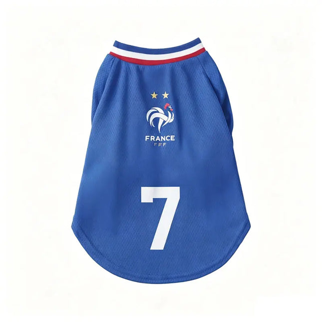 French Football Team Pet Breathable Mesh Jersey Summer Quick Dry Vest Thin Cool T-Shirt Clothes for Cats Dogs Puppy
