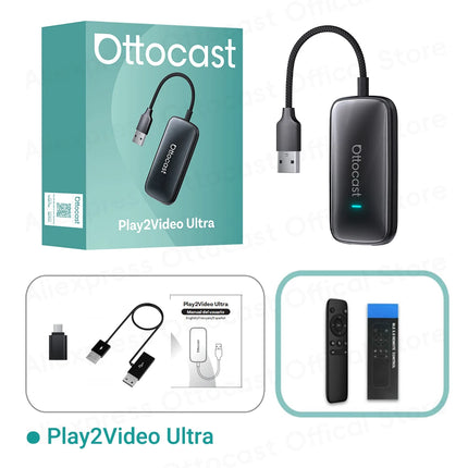 Ottocast Play2Video Ultra/Express Wireless CarPlay Android Auto Adapter Android AI Box for Netflix Youtube Spotify Accessories