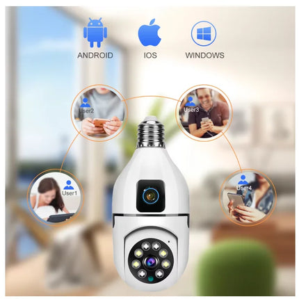 2MP WiFi HD Dual Lens Mini Wireless Cameras Security Camera with Audio Two-way Audio Motion Detection Auto Alarm V380 PRO