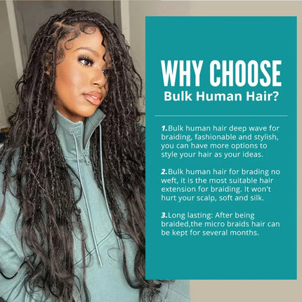 Boho Braids Human Hair Bulk Braiding Hair Water Wave Human Hair Unprocessed Remy Bulk Hair No Weft Bundle Hair For Braiding