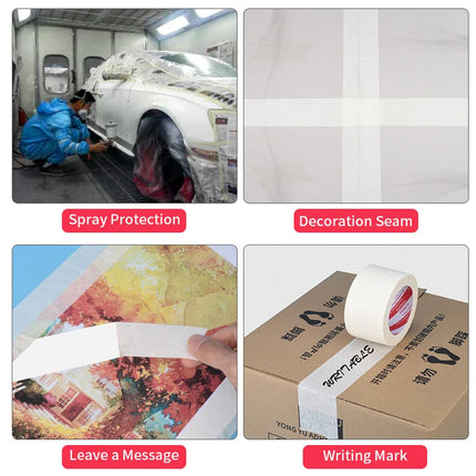 15M/50M Masking Tape White 10mm-50mm Single Side Tape Adhesive Crepe Paper for Oil Painting Sketch Drawing Supplies Car Paintin