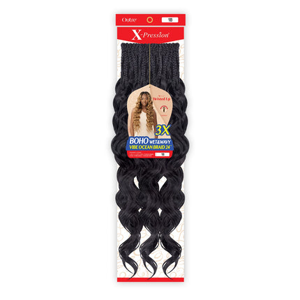 Outre Synthetic Crochet Braids X-Pression Twisted Up 3X Boho Wet N Wavy Vibe Ocean Braid 24"