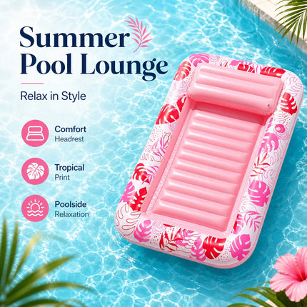 1PC Inflatable Tanning Pool Lounger Float, Large Pool Floats Adult with Pillow, 4 in 1 Suntan Tub Raft Floatie