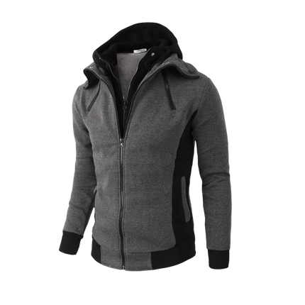 2023 Zipper Men Jackets Autumn Winter Casual Fleece Coats Bomber Jacket Scarf Collar Fashion Hooded Male Outwear Slim Fit Hoody