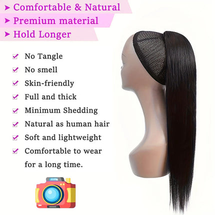 Straight Ponytail Human Hair Extension With Clip In Drawstring Ponytail Straight Brazilian 100% Human Hair Natural Clip Ponytail
