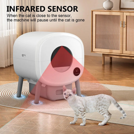 Fumoi Smart Self-Cleaning Cat Litter Box, Large Capacity Automatic Cat Litter Box with App Control & Safety Protection for Multiple