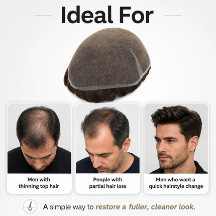 Beeos Full Swiss Lace Toupee Men Indian Human Hair Toupee Men Hair Replacement System Protesis Capilar Hombre Mens Toupee