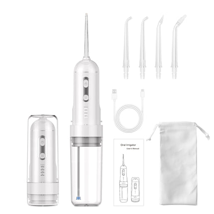 Portable Cordless Oral Irrigator Water Flosser 200ml Water Tank 4 Modes IPX7 Waterproof USB-C Rechargeable With Tongue Cleaning