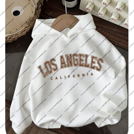 Young Boys Casual Comfortable Los Angeles Graphic Hoodie Girls Men Tee Autumn/Winter Pullover Top Gift Cotton Sweatshirt Sport