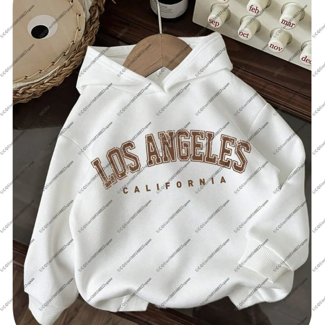 Young Boys Casual Comfortable Los Angeles Graphic Hoodie Girls Men Tee Autumn/Winter Pullover Top Gift Cotton Sweatshirt Sport