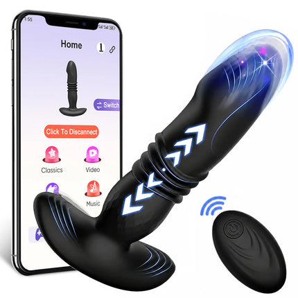 APP Bluetooth Anal Dildo Vibrator Female Vagina Masturbation APP Massager Remote Control Telescopic Butt Plug Sex Toys for Adult