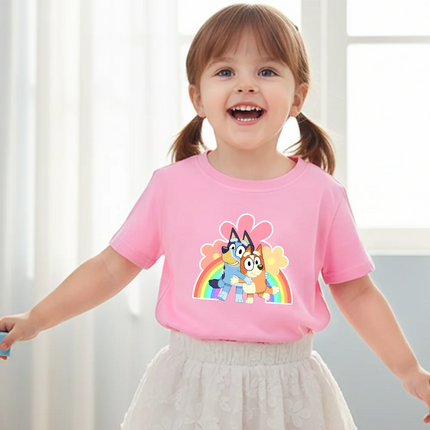 Bluey Kids Tees Clothes T Shirts Children Cartoons Casual Tops Boys Girl Short Sleeve Tee Cute Outfits Gift T-Shirt White/Black