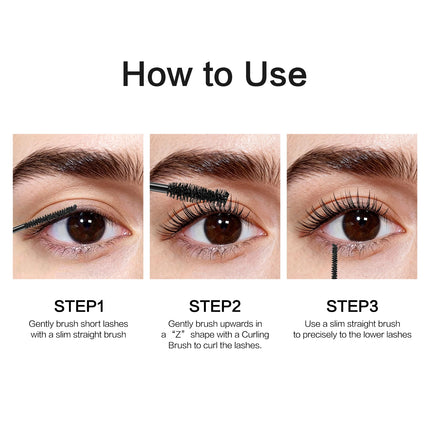 CARSLAN Dual Head 3D Mascara Curling Volume Up&Down Lashes Thick Lengthening Eyelashes Waterproof Long-wearing Mascara Makeup