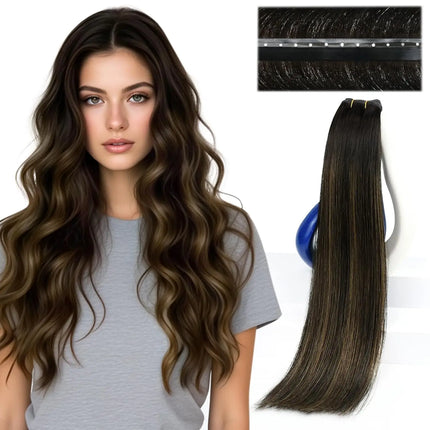 VeSunny Butterfly Hair Extensions Real Human Hair Balayage Genius Weft Hair Extensions Invisible Straight Micro Bead Remy Hair