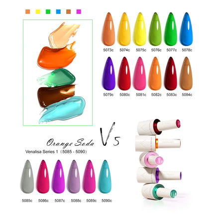 VENALISA 10ml Nail Gel Polish 108Colors HEMA/TPO Free UV LED SoakOff Long Lasting High Gloss Base TopCoat for Salon DIY Manicure