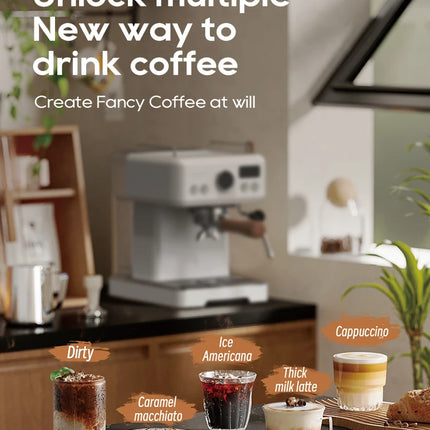 HiBREW Semi Automatic Espresso Coffee Machine DIY Function 20Bar Pressure Temperature Adjustable For Cappuccino & Latte H10plus